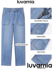 luvamia FleXclusive Women's Jeans High Waisted Straight Leg Tummy Control Stretchy Denim Pants Trendy Patch Pocket Trouser Jeans