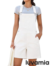 luvamia FleXclusive Denim Overalls for Women Loose Fit Baggy Jean Shorts Overall Bib Summer Casual Stretchy Adjustable Shortalls