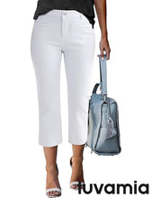 luvamia Capri Jeans for Women High Waisted Slim Straight Stretchy Denim Capris Pants Welt Pockets Casual Cropped Jeans