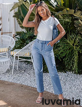 luvamia FleXclusive Women's Jeans High Waisted Straight Leg Tummy Control Stretchy Denim Pants Trendy Patch Pocket Trouser Jeans