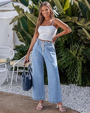 luvamia FleXclusive Wide Leg Jeans for Women Trendy High Waisted Elastic Waist Paperbag Drawstring Stretchy Denim Pants Trouser Jeans
