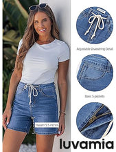 luvamia FleXclusive Jean Shorts for Women High Waisted Trendy Drawstring Stretchy Denim Shorts Summer Casual Jorts with Pockets