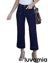 luvamia Wide Leg Jeans for Women Trendy High Waisted Flare Jeans Cropped Denim Pants Stretchy Baggy with Patch Pockets