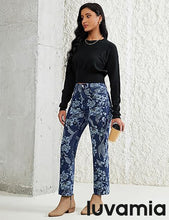 luvamia Straight Leg Jeans for Women Floral Printed High Waisted Trendy Cute Vintage Stretchy Denim Pants Boho Jeans