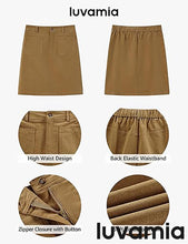 luvamia Corduroy Skirts for Women High Waisted Trendy Fall Elastic Waist Casual Stretchy Short Skirts with Patch Pockets