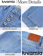 LUVAMIA Women's High Waisted Straight Jeans Fashion Button Knit Jeans High Quality Jeans