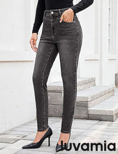 luvamia Skinny Jeans for Women Thin Fleece Lined High Waisted Front Yoke Fall Thermal Stretchy Denim Pants Warm Jeggings