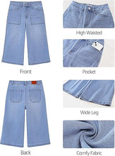 luvamia FleXclusive Capri Jeans for Women Wide Leg Trendy High Waisted Casual Summer Stretchy Denim Culottes Capri Pants with Pocket