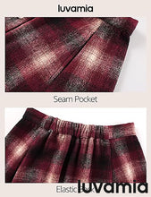 LUVAMIA High Waist A Line Maxi Skirt Women Plaid with Pockets Long Vintage Style Fall Winter