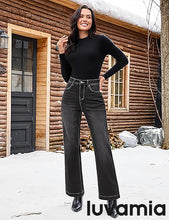 luvamia Flare Jeans for Women Thin Fleece Lined High Waisted Wide Leg Trendy Fall Stretchy Denim Pants Trouser Jeans
