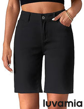 LUVAMIA Denim Bermuda Shorts for Women High Waisted  Stretchy  Straight Leg Jeans