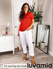 luvamia Capri Jeans for Women High Waisted Slim Straight Stretchy Denim Capris Pants Welt Pockets Casual Cropped Jeans