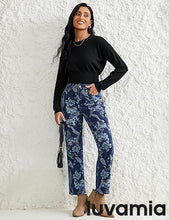 luvamia Straight Leg Jeans for Women Floral Printed High Waisted Trendy Cute Vintage Stretchy Denim Pants Boho Jeans