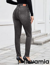 luvamia Skinny Jeans for Women Thin Fleece Lined High Waisted Front Yoke Fall Thermal Stretchy Denim Pants Warm Jeggings
