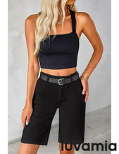LUVAMIA Denim Bermuda Shorts for Women High Waisted  Stretchy  Straight Leg Jeans
