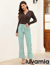 luvamia Striped Jeans for Women Wide Leg High Waisted Trendy Patch Pockets Stretchy Denim Pants Casual Trouser Jeans