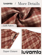 luvamia Plaid Skirts for Women Midi Length High Waisted Trendy A Line Elastic Waist Casual Office Work Fall Skirt
