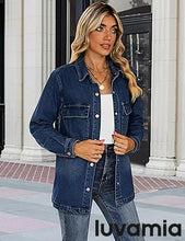 luvamia 2025 Jean Jackets for Women Fashion Oversized Button Down Denim Jacket Western Fall Shacket Jacket with Pockets