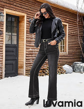 luvamia Flare Jeans for Women Thin Fleece Lined High Waisted Wide Leg Trendy Fall Stretchy Denim Pants Trouser Jeans