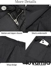 LUVAMIA Denim Skorts for Woman Cargo Faux Wrap Jean Skort Skirts Stretchy High Waisted Skirt Shorts