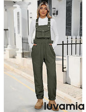 Women's No Stretch Adjustable Fleece Overalls Casual Jumpsuits With Pockets
