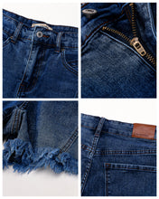 LUVAMIA Women's Stretch Denim Shorts High Waisted Raw Hem Jean