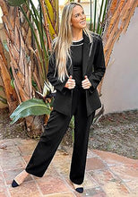 luvamia 2 Piece Outfits for Women Dressy Blazer Jackets High Waisted Straight Leg Pants Suits Set Business Casual Office