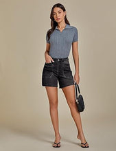 Women's Denim Mid Waist Shorts Regular Fit Summer Pocket Walkshorts