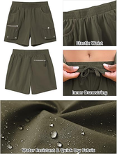 luvamia Hiking Shorts for Women Elastic Waist Pull On Quick Dry Zipper Pockets Lightweight Camping 5" Inseam Cargo Shorts