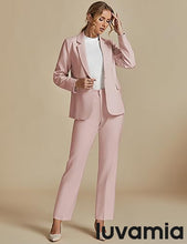 LUVAMIA Women's Blazer Set Business Casual Full Fit Blazer Jackets and Straight Pant Suits with Pockets