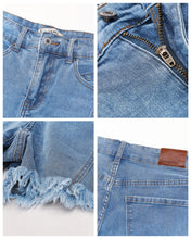 LUVAMIA Women's Stretch Denim Shorts High Waisted Raw Hem Jean