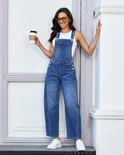 luvamia FleXclusive Denim Overalls for Women Barrel Leg Baggy Loose Fit Bib Stretchy Jean Jumpsuit Adjustable Strap Casual Overall