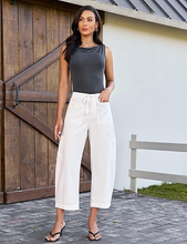 luvamia FleXclusive Barrel Jeans for Women Trendy Wide Leg High Rise Baggy Pull On Elastic Waist Button Fly Drawstring Denim Pants