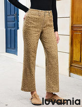 luvamia FleXclusive Wide Leg Jeans Woman Trendy High Waisted Leopard Cheetah Print Ankle Length Stretchy Denim Pants with Pockets