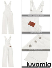 LUVAMIA Women's White Denim Wide Leg Jumpsuit Side Snap Closure Five Pocket Utility