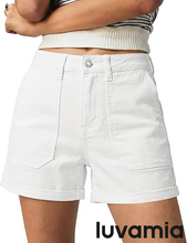 luvamia FleXclusive Jean Shorts for Women High Waisted Cuffed Stretchy Denim Shorts