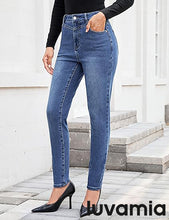 luvamia Skinny Jeans for Women Thin Fleece Lined High Waisted Front Yoke Fall Thermal Stretchy Denim Pants Warm Jeggings