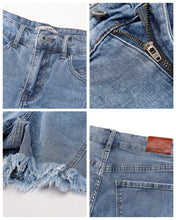 LUVAMIA Women's Stretch Denim Shorts High Waisted Raw Hem Jean