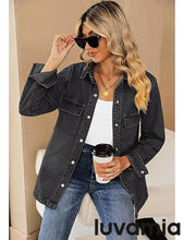 luvamia 2025 Jean Jackets for Women Fashion Oversized Button Down Denim Jacket Western Fall Shacket Jacket with Pockets
