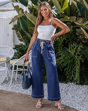 luvamia FleXclusive Wide Leg Jeans for Women Trendy High Waisted Elastic Waist Paperbag Drawstring Stretchy Denim Pants Trouser Jeans
