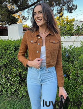 luvamia 2025 Cropped Jean Jackets for Women Fashion Short Denim Shacket Jacket Lightweight Fitted Stretchy with Pockets