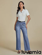 LUVAMIA High Waisted Slim Wide Leg Women Regular fit Full Length