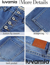 LUVAMIA Women's High Waisted Straight Jeans Fashion Button Knit Jeans High Quality Jeans