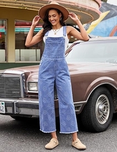 luvamia FleXclusive Denim Overalls for Women Wide Leg Capri Jean Jumpsuit Loose Fit Summer Stretchy Bib Overall Embroidered Raw Hem