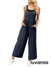 luvamia Jumpsuits for Women Casual Loose Wide Leg Boho Overall Jumpsuit Baggy Summer Outfits with Pockets Bib Overalls