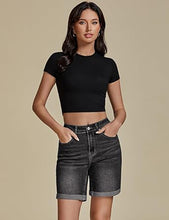 2025 Women's Casual Denim High Waist Pants Shorts Straight Leg Stretch Jeans