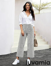 luvamia Stripe High Waist Wide Leg Jeans for Women
