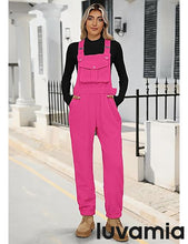 Women's No Stretch Adjustable Fleece Overalls Casual Jumpsuits With Pockets