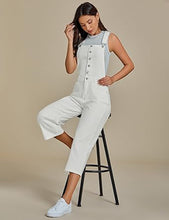 LUVAMIA Women Sleeveless Adjustable Strap One Piece Casual Denim Harem Overall