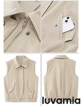 Women's Lapel Sleeveless Business Casual Moderate Cardigan With Pocket